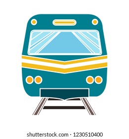 Vector Railway Train Isolated Icon - Subway Transportation Illustration Sign . Public Railroad Sign Symbol