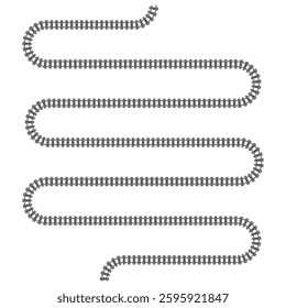 Vector Railway train track illustration. Rail pattern round circular curve railroad path symbolizing transport routes.