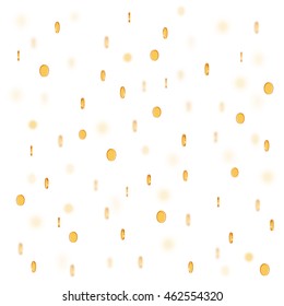 Vector rain of blured coins on white background.