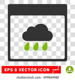 Vector Rain Cloud Calendar Page EPS vector pictograph. Illustration style is flat iconic bicolor eco green and gray symbol on a transparent background.