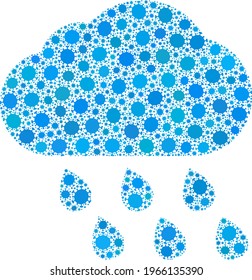Vector rain cloud covid mosaic icon combined for doctor advertisement. Rain cloud mosaic is formed of random covid infection elements.