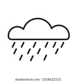 VECTOR RAIN CLOUD ICON WITH BLACK LINE STYLE. GREAT FOR WEATHER SYMBOLS AND DESIGN COMPLEMENTS