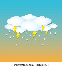 Vector rain cloud and rainy season