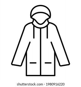 Vector Rain Coat Outline Icon Design
