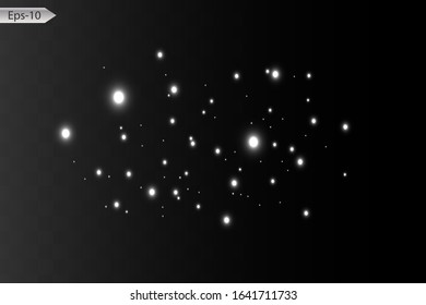 Vector rain comets isolated on black background. Lights. Magic concept. Vector white glitter wave abstract illustration. White star dust trail sparkling particles isolated.