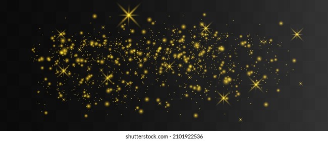 Vector rain comets isolated on black background. Lights. Magic concept. Vector yellow glitter wave abstract illustration. Yellow star dust trail sparkling particles isolated.