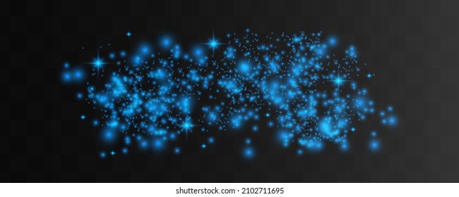 Vector rain comets isolated on black background. Lights. Magic concept. Vector blue glitter wave abstract illustration. Blue star dust trail sparkling particles isolated.