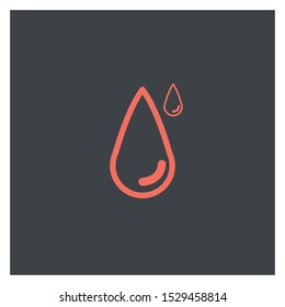 Vector rain drop icon. tone version on orange color icon  and black background