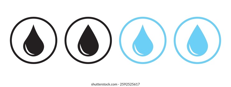 Vector rain drop icon. Two-tone version on black and white background
