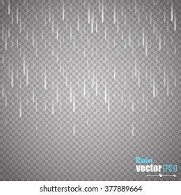 Vector rain isolated on transparent background. Creative template for your artwork