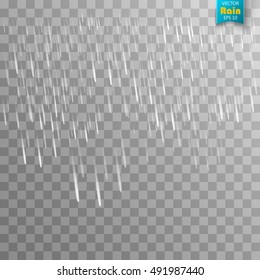Vector rain isolated on transparent background.