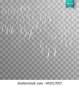 Vector rain isolated on transparent background.