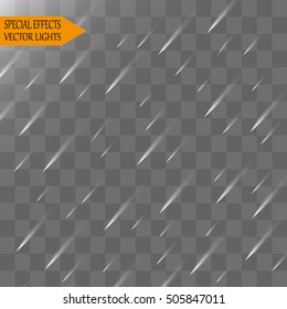 Vector rain isolated on transparent background.
