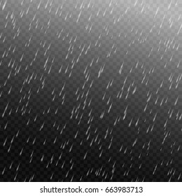 Vector rain isolated on transparent background. 