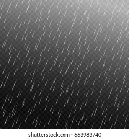 Vector rain isolated on transparent background. 