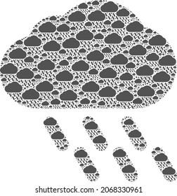 Vector rain mosaic is done of scattered recursive rain icons. Recursive combination of rain.