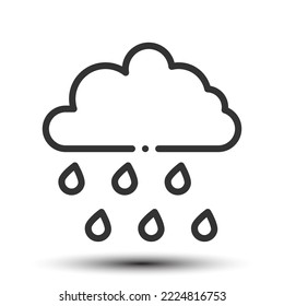 Vector rain outline icon on the empty white background, weather and rainny concept, 64x64 pixel perfect for website UI media, mobile application, poster design