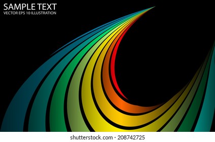 Vector rainbow abstract background curved template - Curved vector rainbow peak illustration