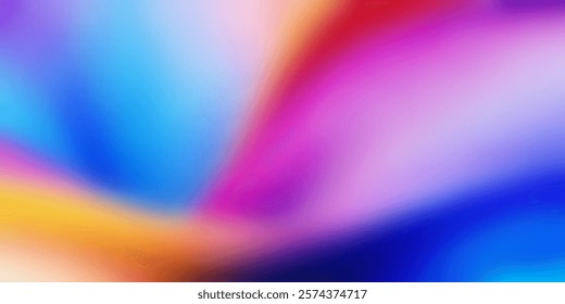 Vector rainbow abstract bright multicolor turbid blurred smooth wavy gradient background. Iridescent curved flowing textured soft wallpaper. Dense heavy grid, color mesh. Blye, red, cyan and orange