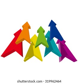 Vector rainbow arrows background, crowdfunding concept