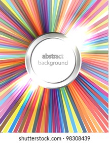 Vector rainbow background with silver bubble