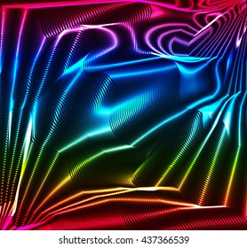 Vector rainbow background, wild neon lines and curves