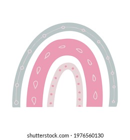 Vector rainbow of bed colors to decorate children's t-shirts, prints, patterns. Rainbow with green pink hearts