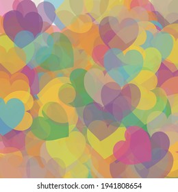 Tejidos orgánicos verdes verdes del arcoiris verde vectorial. Estilo Amarillo Púrpura Transparente. Amor Colorido Violeta Amor San Valentín Ilustración de Arte. Confetti Corazones Multicolor Simple Boda Romántica Arte.