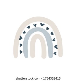 Vector rainbow in cartoon scandinavian style isolated on white background for kids. Cute illustration in hand drawn style for posters, prints, cards, fabric, children books, interior design.