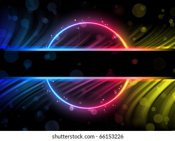 Vector - Rainbow Circle Border with Sparkles and Swirls.