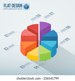 Vector rainbow circle diagram in isometric flat style