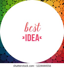 Vector rainbow circles frame. Vitamin concept. Circle composition with hand drawn colorful circles and place for the text in the middle on white background