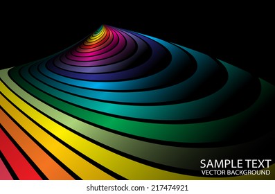 Vector rainbow circular shiny background illustration - Abstract rainbow colorful striped background