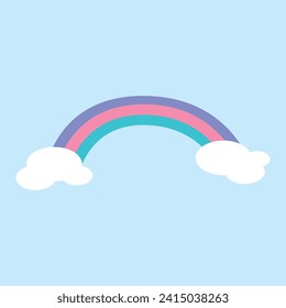 Vector rainbow with clouds icon isolated on background.