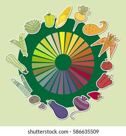 Vector Rainbow Collection Vegetables Icons Color Stock Vector (Royalty ...