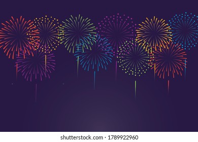 Vector rainbow color fireworks background illustration