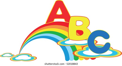 Vector rainbow with color letter ABC