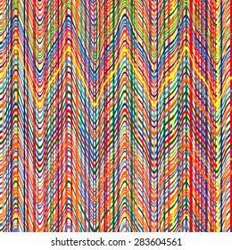 Vector rainbow color stripes pattern with zigzag lines background