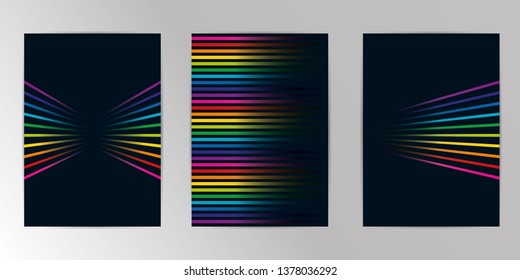 Vector rainbow colored. Background abstract geometric pattern design and background A4 Set. Use for modern design, cover, template, decorated, brochure, flyer. 