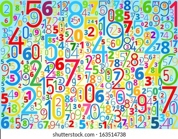 Vector rainbow colored background  from different numbers typography