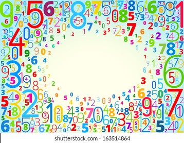 Vector rainbow colored background  from numbers with copy space center