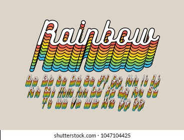 Vector Of Rainbow Colored Cursive Font And Alphabet