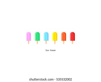 Vector rainbow colors popsicles icons set. Happy ice cream food design illustration