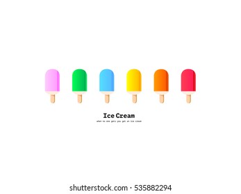 Vector rainbow colors popsicles icons set. Happy ice cream food design illustration