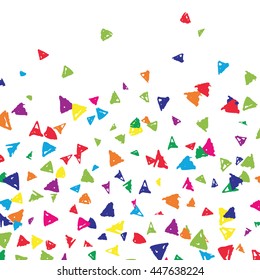 Vector rainbow confetti. Streamers, confetti, glitter and ribbons background. Anniversary rainbow confetti backdrop.