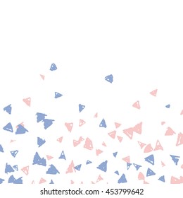 Vector rainbow confetti. Streamers, confetti, glitter and ribbons background. Anniversary rainbow confetti backdrop. Scattered triangle confetti.