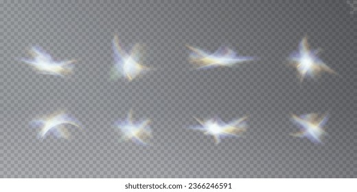  Vektorgrafik-Kristallleuchten png. Lichteffekt einer Diamantenexplosion mit Brille. Unscharfer Effekt mit schwebenden, zarten Funkeln und Glas. Starkender Plasmaeffekt.