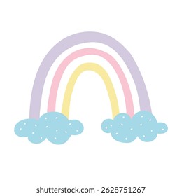 vector rainbow. Cute children's illustration on white background in pastel colors for packaging design, textile, web design and printing
