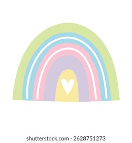 vector rainbow. Cute children's illustration on white background in pastel colors for packaging design, textile, web design and printing