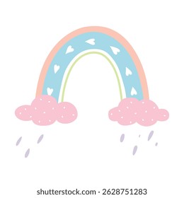 vector rainbow. Cute children's illustration on white background in pastel colors for packaging design, textile, web design and printing